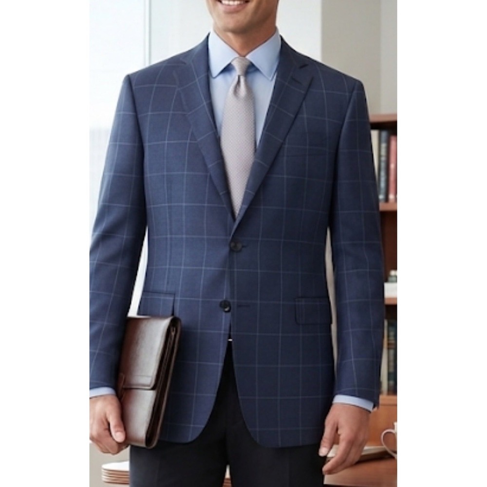 Vitale Barberis Canonico Brooks Brothers Blazer Mens 44L Regent Blue Windowpane